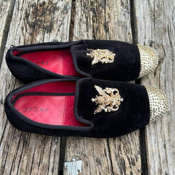 JITAI Men’s Leather Lined Black Velvet Upper Slip-On Loafer Luxury Shoe Size 10 - Picture 3 of 8